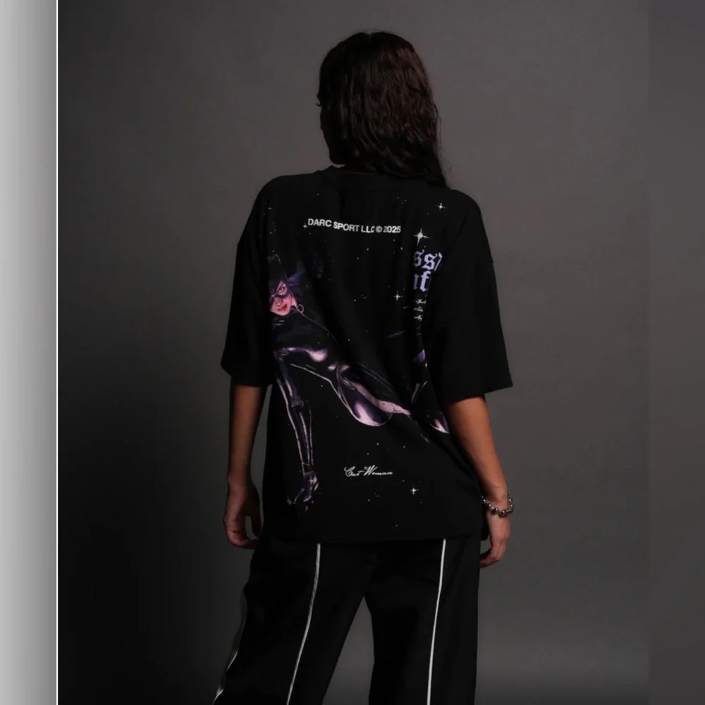 CAT WOMAN FOREVER BOX CUT "PUMP COVER" TEE IN BLACK SIZE LARGE - Picture 2 of 5